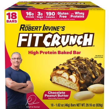 FITCRUNCH Protein Bars, 16g Protein, Chocolate Peanut Butter, 1.62 oz, 18 ct