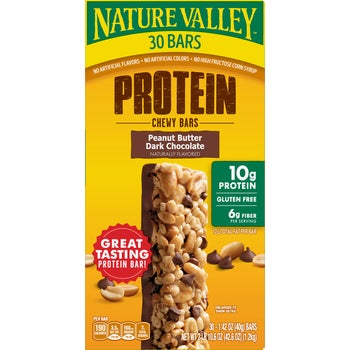 Nature Valley Protein Chewy Bars, 10g Protein, Peanut Butter Dark Chocolate, 1.42 oz, 30 ct