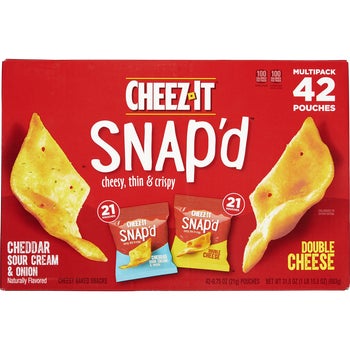 Cheez-It Snap'd Cheesy Baked Snacks, Variety Pack, 0.75 oz, 42 ct