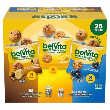belVita Energy Snack Bites, Variety Pack, 1.12 oz, 25 ct