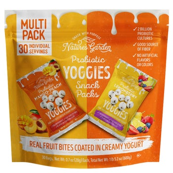 Nature's Garden Probiotic Yoggies Snack Packs, Variety Pack, 0.7 oz, 30 ct