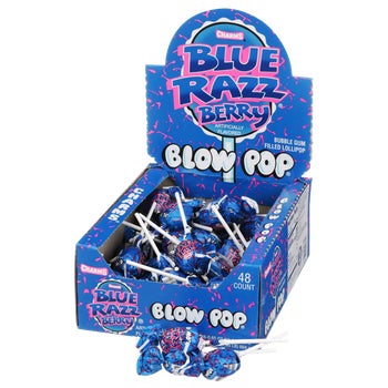 Charms Blow Pop, Blue Razz Berry, 0.65 oz, 48 ct