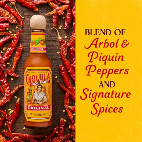 Cholula Hot Sauce, Original, Product of Mexico, Blend of Arbol & Piquin Peppers with Signature Spices for Eggs, Rice, Tacos, Huevos Rancheros & More, 12 fl oz