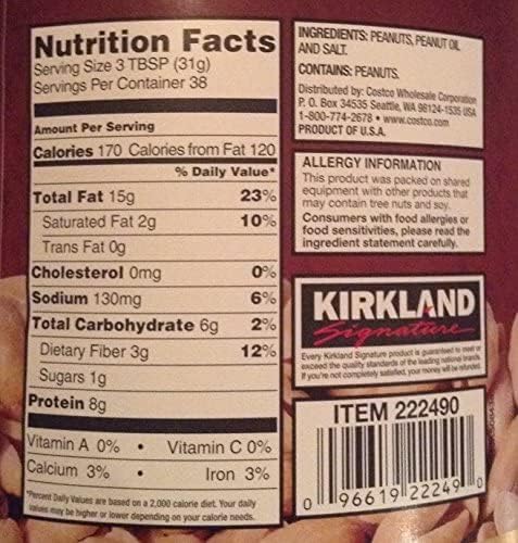 Kirkland Signature Super Extra-Large Peanuts Roasted & Salted 2.5 lbs (Pack of 2)