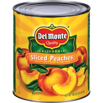 Del Monte Sliced Yellow Cling Peaches in Light Syrup, #10 can, 106 oz