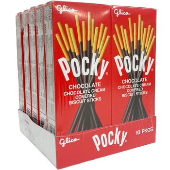 Glico Pocky Cream Covered Biscuit Sticks, Chocolate, 1.41 oz, 10 ct