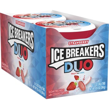 Ice Breakers Duo Sugar Free Mints with Cooling Crystals, Strawberry, 1.3 oz, 8 ct