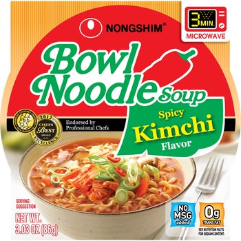 Nongshim Bowl Noodle Soup, Spicy Kimchi Ramen, 3.03 oz, 18 ct