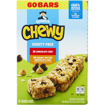 Quaker Chewy Granola Bar, Variety Pack, 0.84 oz, 60 ct