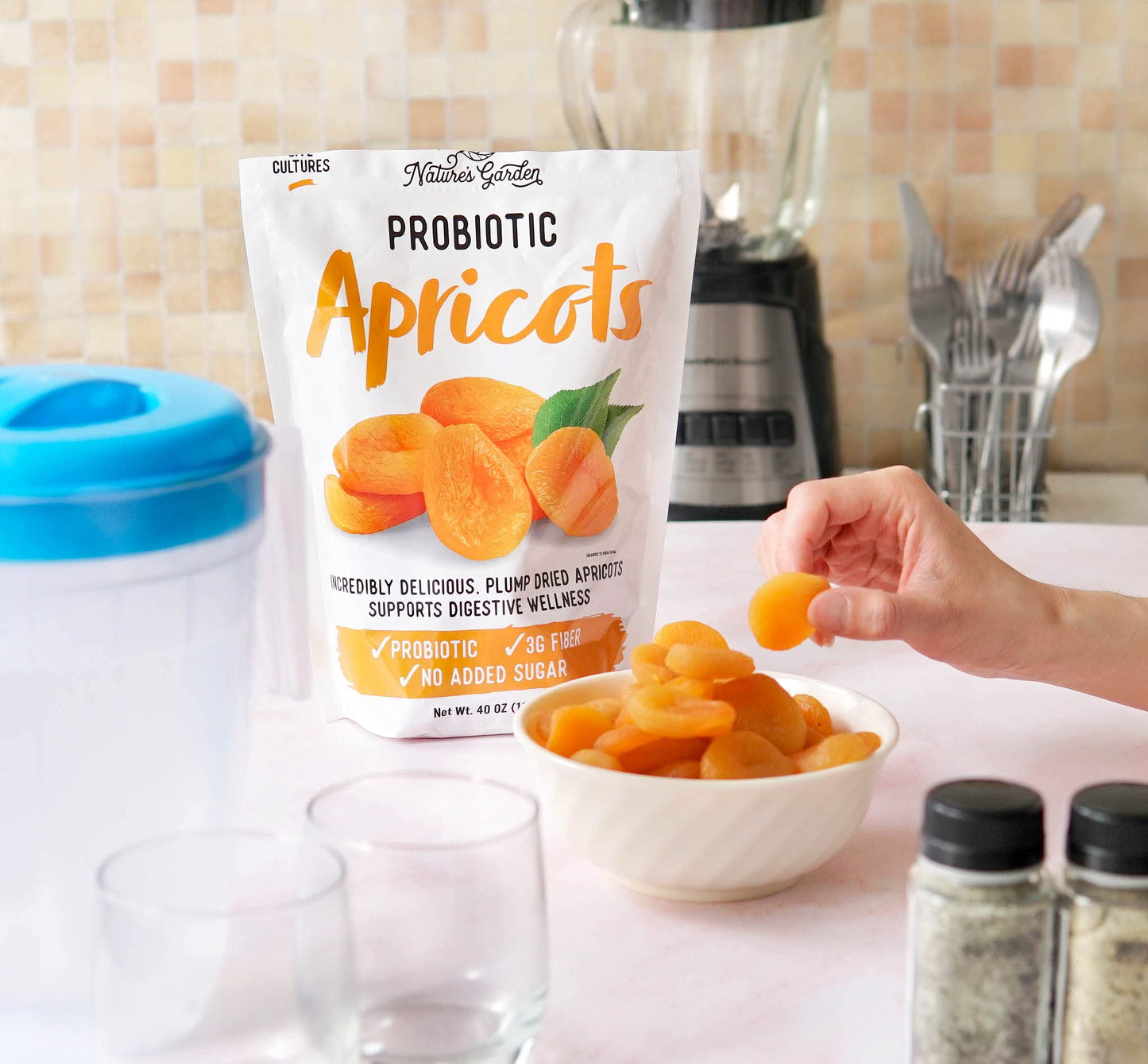 Nature's Garden Probiotic Apricots - Dried Fruit, Plump Dried, No Added Sugar, Gluten-Free, Dairy-Free, Vegan – Bulk 40 Oz Bag (Pack of 2)