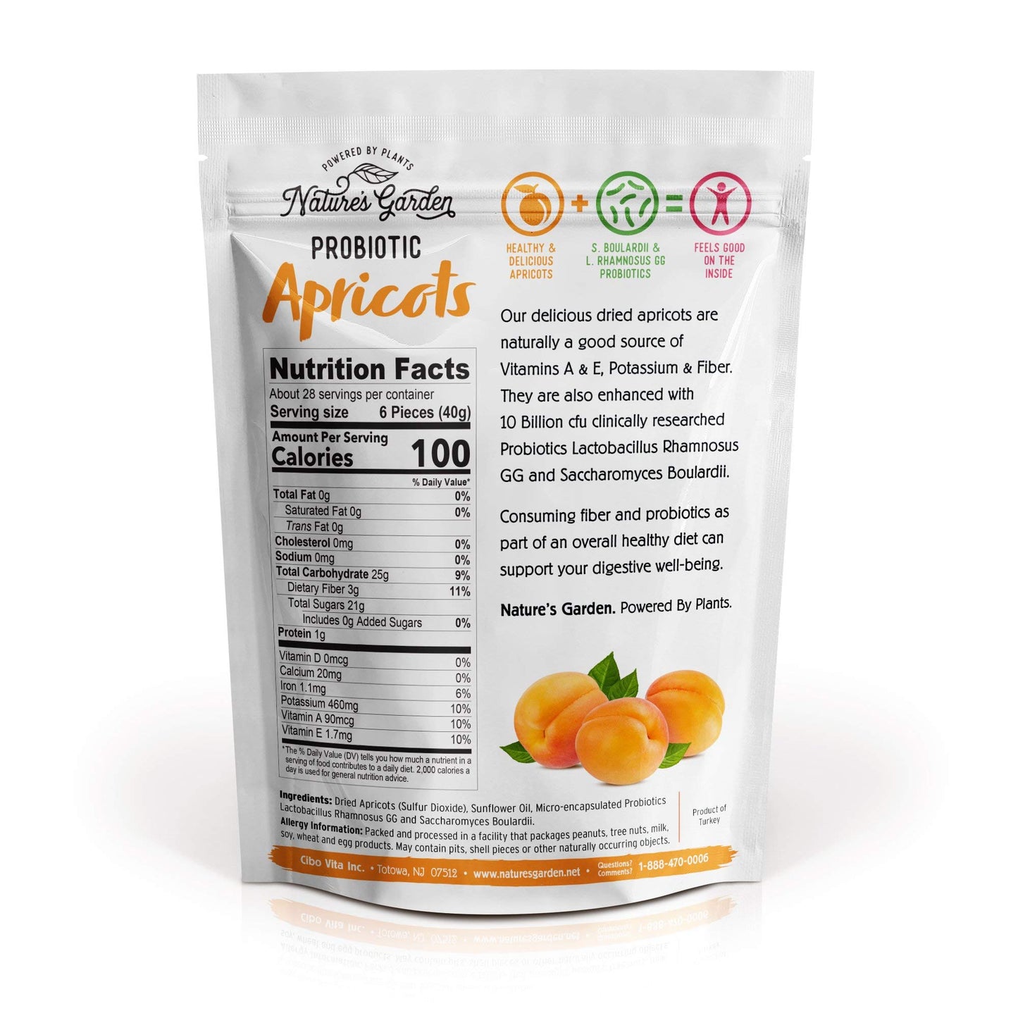 Nature's Garden Probiotic Apricots - Dried Fruit, Plump Dried, No Added Sugar, Gluten-Free, Dairy-Free, Vegan – Bulk 40 Oz Bag (Pack of 2)