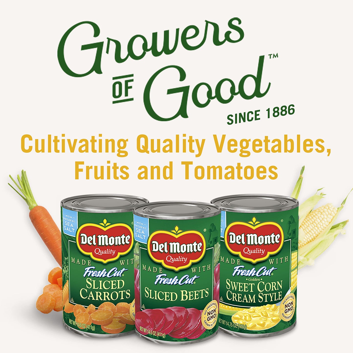 Del Monte FRESH CUT 50% Reduced Sodium Golden Sweet Whole Kernel Corn, Canned Vegetables, 12 Pack, 15.25 oz Can