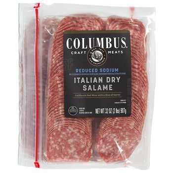 Columbus Italian Dry Salame, Reduced Sodium, Sliced, 16 oz, 2 ct