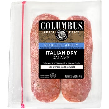 Columbus Italian Dry Salame, Reduced Sodium, Sliced, 16 oz, 2 ct