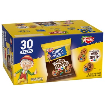 Keebler Chips Deluxe Bite-sized Cookies with Milk Chocolate M&M'S, 1.6 oz, 30 ct