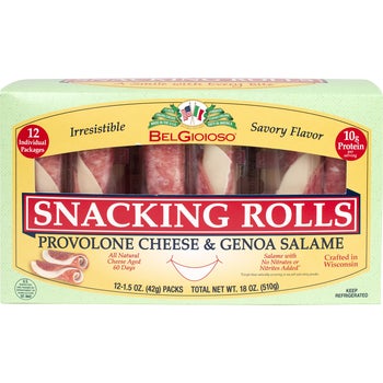 BelGioioso Snacking Rolls, Provolone Cheese & Genoa Salame, 1.5 oz, 12 ct