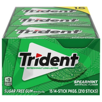 Trident Sugar Free Gum, Spearmint, 14 Pieces, 15 ct