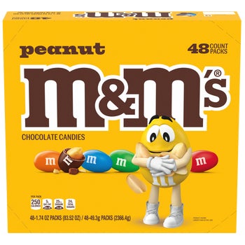 M&M'S Full Size Chocolate Candy, Peanut, 1.74 oz, 48 ct