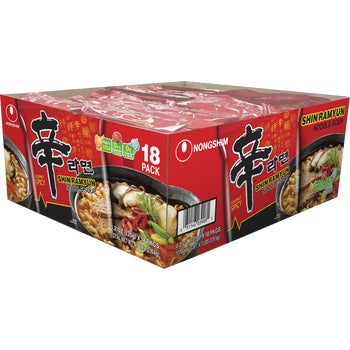 Nongshim Shin Ramyun Noodle Soup, Gourmet Spicy, 4.2 oz, 18 ct