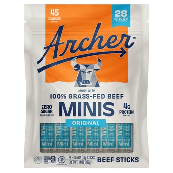 Archer Grass-Fed Beef Stick Minis, Original, 0.5 oz, 28 ct