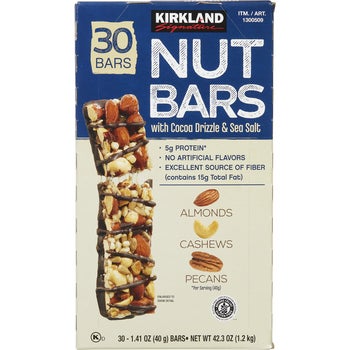 Kirkland Signature Nut Bars with Cocoa Drizzle & Sea Salt, 1.41 oz, 30 ct
