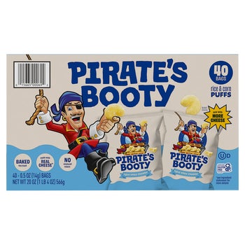 Pirate's Booty Rice and Corn Puffs, Aged White Cheddar, 0.5 oz, 40 ct