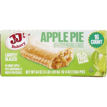 JJ's Bakery Apple Pie, Lightly Glazed, 4 oz, 16 ct