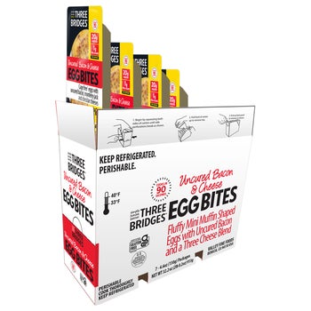 Three Bridges Egg Bites, Uncured Bacon & Cheese, 7 ct