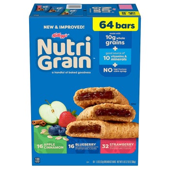 Kellogg's Nutri-Grain Breakfast Bars, Variety Pack, 1.3 oz, 64 ct