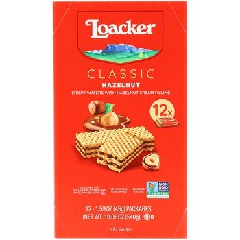 Loacker Classic Crispy Wafers, Hazelnut, 1.59 oz, 12 ct