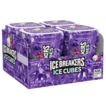 Ice Breakers Ice Cubes Sugar Free Gum, Arctic Grape, 40 pieces, 4 ct