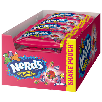 Nerds Candy Gummy Clusters, Rainbow, Share Pouch, 3 oz, 12 ct