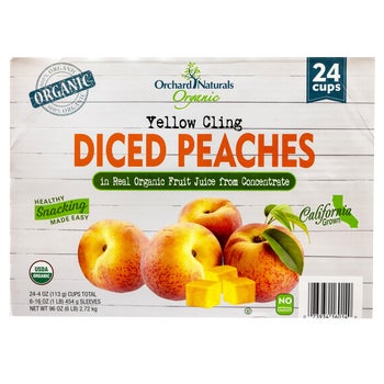 Orchard Naturals Organic Diced Peaches, Yellow Cling, 4 oz, 24 ct