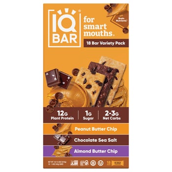 IQBAR Plant Protein Bar, Chocolate Lovers Variety Pack, 1.6 oz, 18 ct
