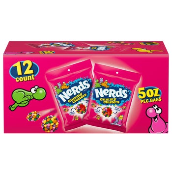 Nerds Gummy Clusters, Rainbow, 5 oz Peg Bag, 12 ct