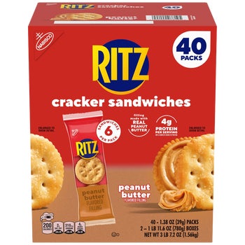 RITZ Cracker Sandwiches, Peanut Butter, 1.38 oz, 40 ct