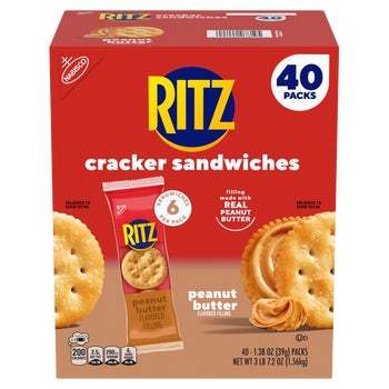 RITZ Cracker Sandwiches, Peanut Butter, 1.38 oz, 40 ct