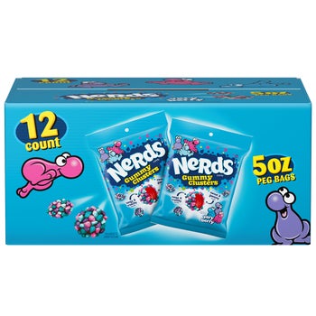 Nerds Gummy Clusters, Very Berry, 5 oz Peg Bag, 12 ct