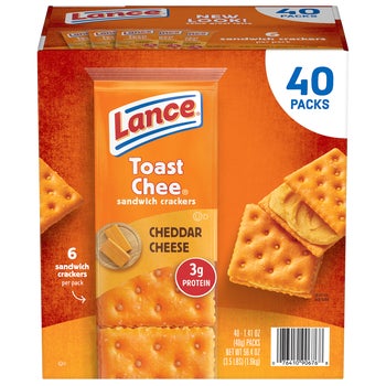 Lance Toast Chee Sandwich Crackers, Cheddar Cheese, 1.41 oz, 40 ct