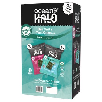 Ocean's Halo Organic Seaweed Snack, Maui Onion & Sea Salt, 0.14 oz, 25 ct