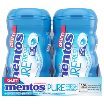 Mentos Pure Fresh Sugar Free Gum, Fresh Mint, 50 Pieces, 4 ct