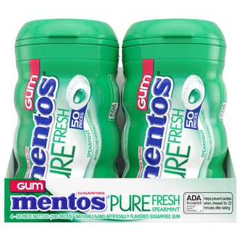 Mentos Pure Fresh Sugar Free Gum, Spearmint, 50 Pieces, 4 ct