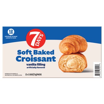 7Days Soft Baked Croissant, Vanilla Filling, 2.65 oz, 12 ct