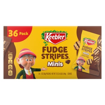 Keebler Fudge Stripes Minis Shortbread Cookies, 2 oz, 36 ct