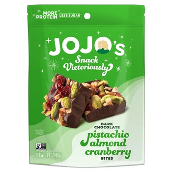 JOJO's Dark Chocolate Bites Pistachio Almond Cranberry, 14.4 oz
