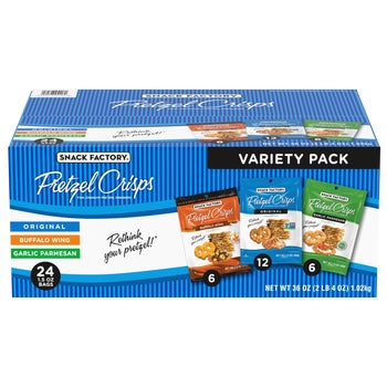 Snack Factory Pretzel Crisps, Variety Pack, 1.5 oz, 24 ct