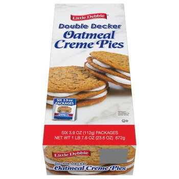 Little Debbie Double Decker Oatmeal Creme Pies, 3.9 oz, 6 ct