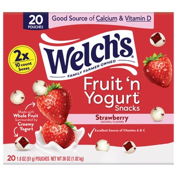 Welch's Fruit 'n Yogurt Snacks, Strawberry, 1.8 oz, 20 ct