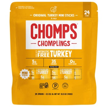 Chomps Chomplings Original Turkey Mini Sticks, Mild, 0.5 oz, 24 ct