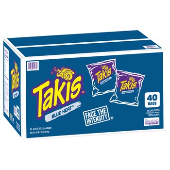 Takis Blue Heat Tortilla Chips, Hot Chili Pepper, 3.25 oz, 40 ct